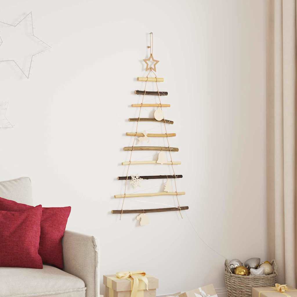 Christmas Tree with 30 LEDs Natural 35.4" Solid Ash wood