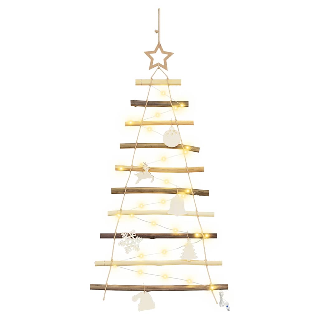 Christmas Tree with 30 LEDs Natural 35.4" Solid Ash wood