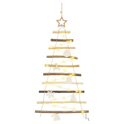 Christmas Tree with 30 LEDs Natural 35.4" Solid Ash wood