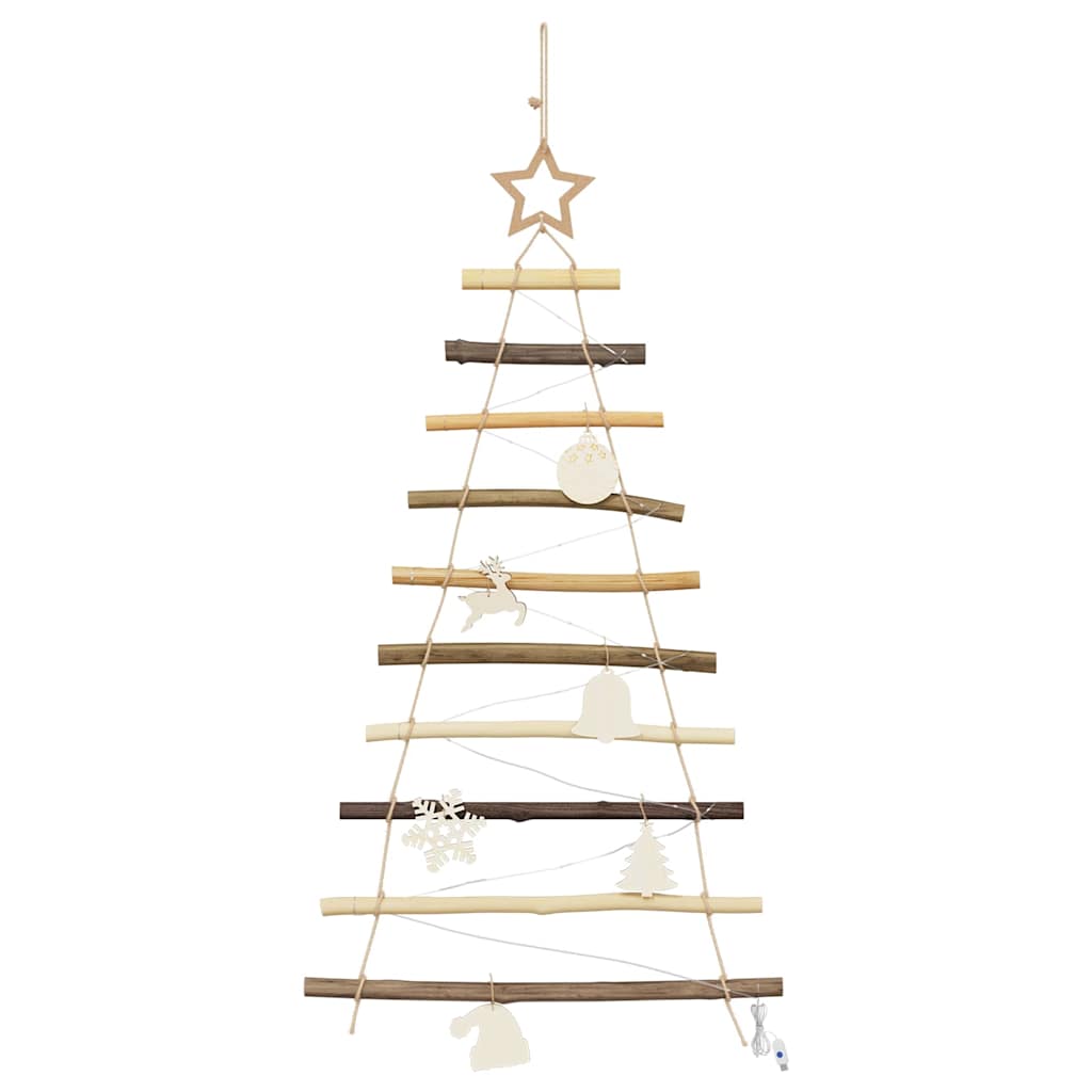 Christmas Tree with 30 LEDs Natural 35.4" Solid Ash wood