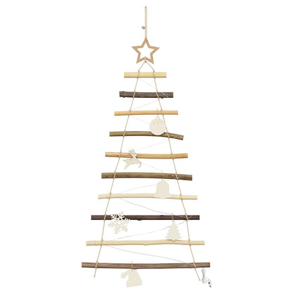 Christmas Tree with 30 LEDs Natural 35.4" Solid Ash wood
