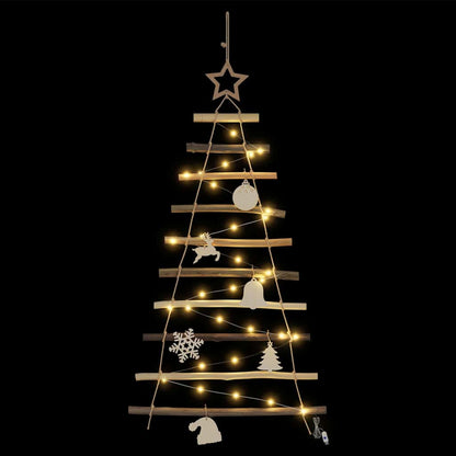 Christmas Tree with 30 LEDs Natural 35.4" Solid Ash wood
