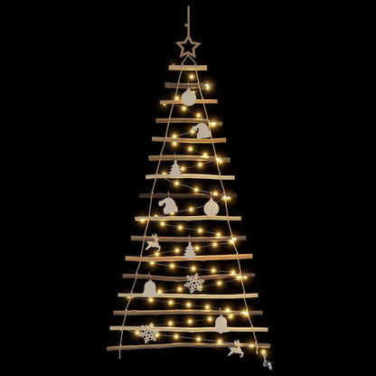 Christmas Tree with 50 LEDs Natural 47.2" Solid Ash wood