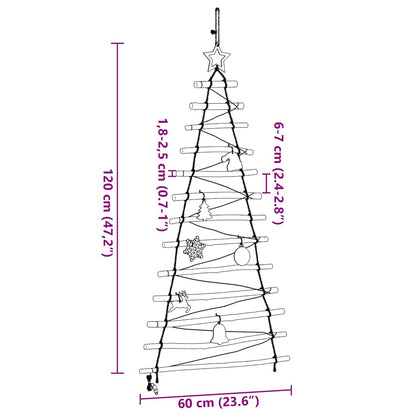 Christmas Tree with 50 LEDs Natural 47.2" Solid Ash wood