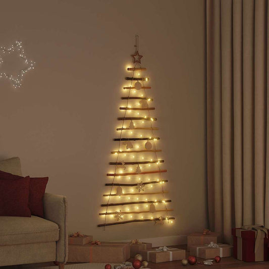 Christmas Tree with 80 LEDs Natural 59.1" Solid Ash wood