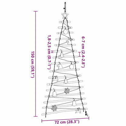 Christmas Tree with 80 LEDs Natural 59.1" Solid Ash wood