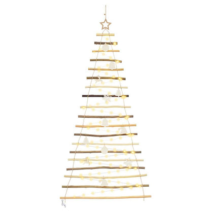 Christmas Tree with 100 LEDs Natural 70.9" Solid Ash wood