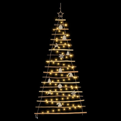 Christmas Tree with 100 LEDs Natural 70.9" Solid Ash wood