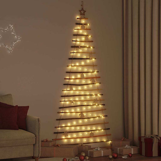 Christmas Tree with 130 LEDs Natural 82.7" Solid Ash wood