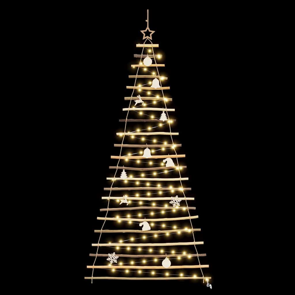 Christmas Tree with 130 LEDs Natural 82.7" Solid Ash wood