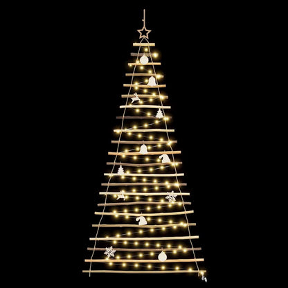 Christmas Tree with 130 LEDs Natural 82.7" Solid Ash wood