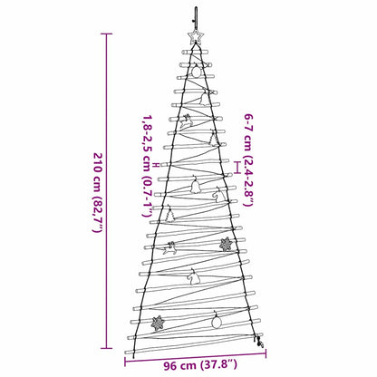 Christmas Tree with 130 LEDs Natural 82.7" Solid Ash wood