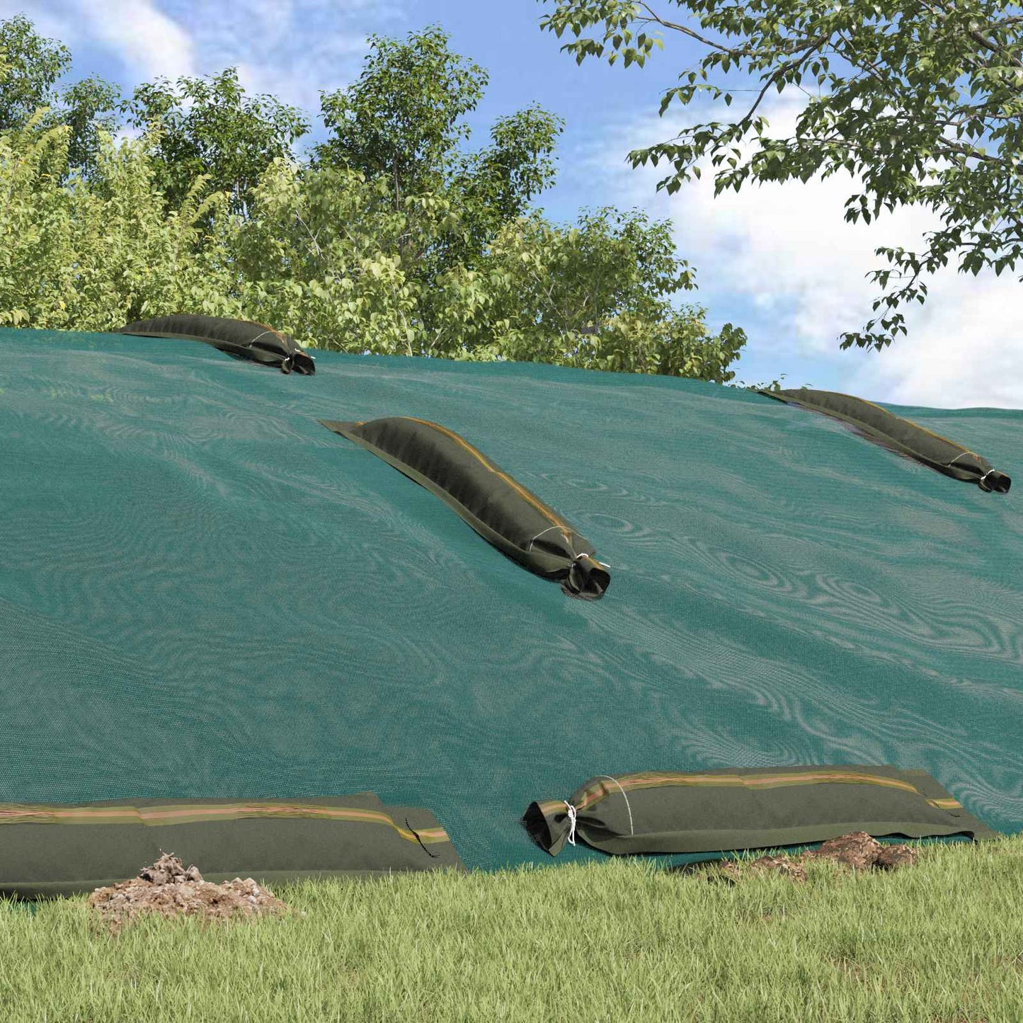 Sandbags 25 pcs Dark Green 39.37 x 9.84 in HDPE