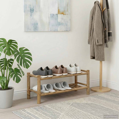 Shoe Rack with Shelf Natural 26.77 x 11.02 x 11.81 in Bamboo
