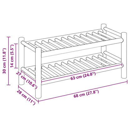 Shoe Rack with Shelf Natural 26.77 x 11.02 x 11.81 in Bamboo