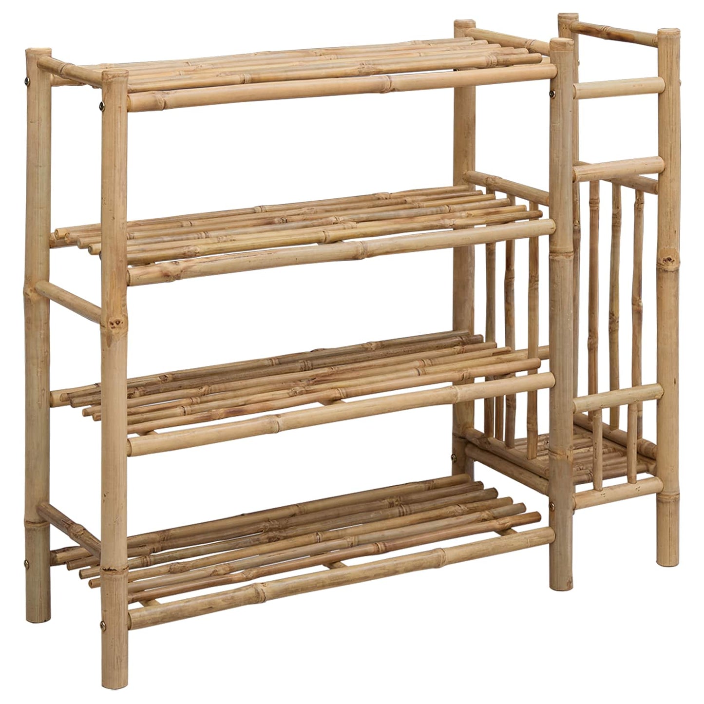 Shoe Rack with Shelf Natural 34.65 x 10.63 x 31.50 in Bamboo
