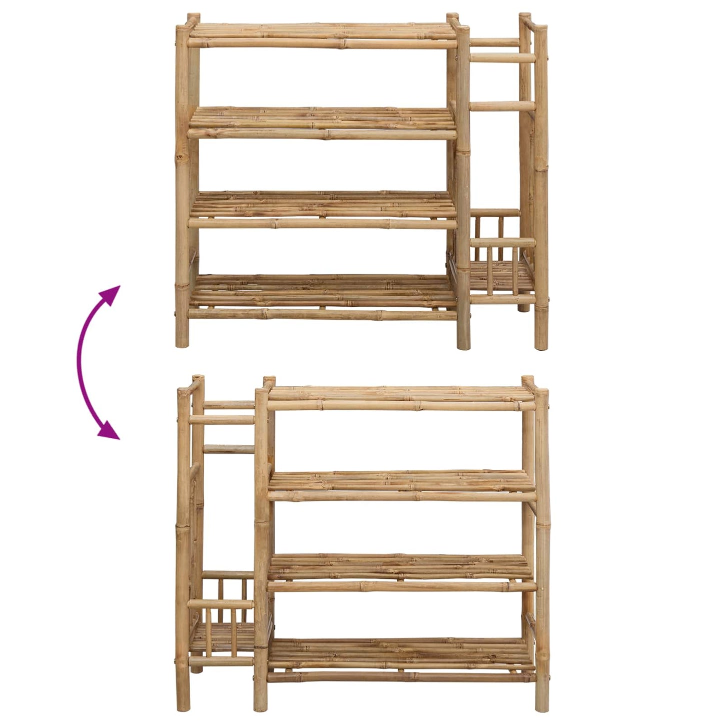 Shoe Rack with Shelf Natural 34.65 x 10.63 x 31.50 in Bamboo