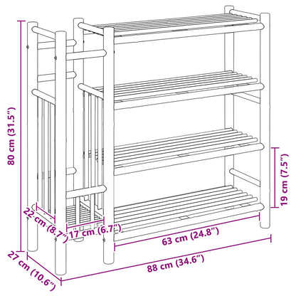Shoe Rack with Shelf Natural 34.65 x 10.63 x 31.50 in Bamboo